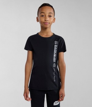 Napapijri Hudson Short Sleeve T-Shirt (4-16 YEARS) Dječje Majice Crne | GFXT-14893