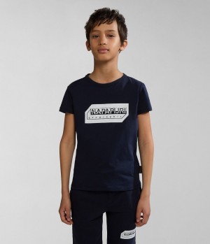 Napapijri Kitik Short Sleeve T-Shirt (4-16 YEARS) Dječje Majice Tamno Plave | SDCU-75194