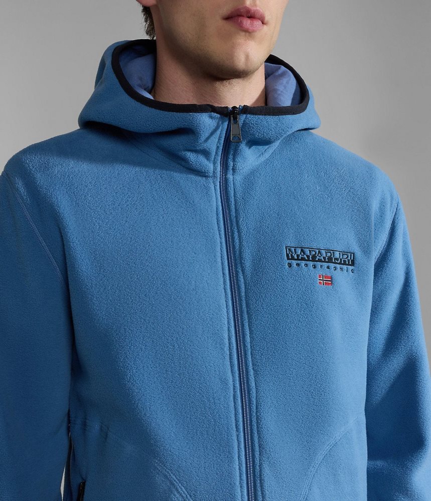 Napapijri Ayas Full-Zip Fleece Hoodie Muške Fleece Plave | MZSG-92467