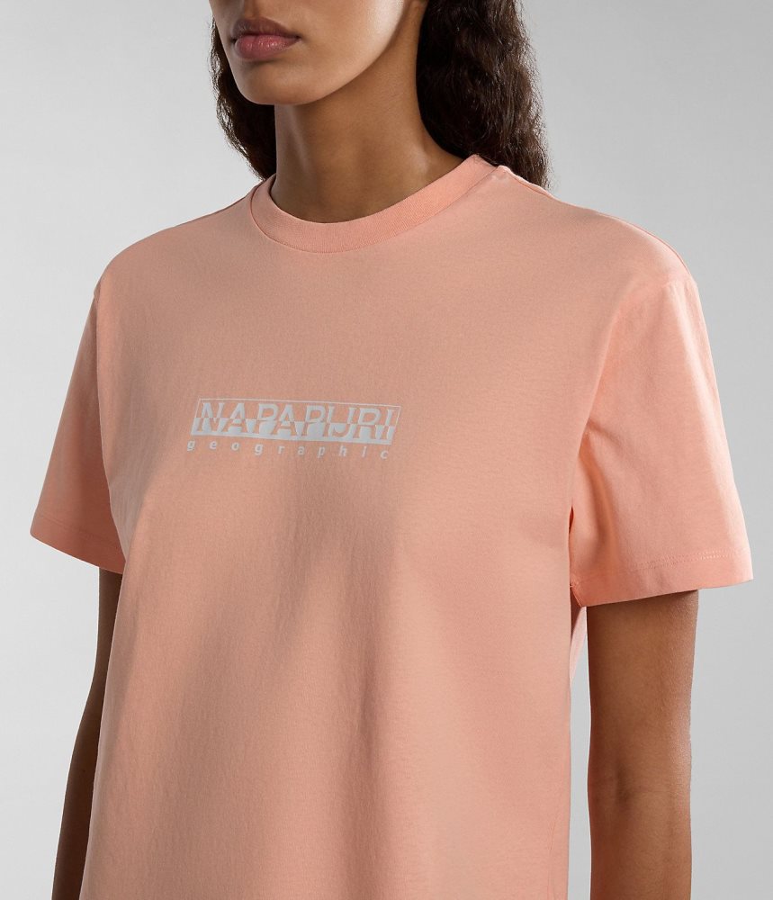 Napapijri Box Short Sleeve T-Shirt Ženske Majice Roze | VCJQ-08357