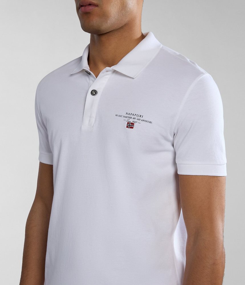 Napapijri Elbas Short Sleeve Jersey Polo Shirt Muške Polo Majice Bijele | IXJF-02147