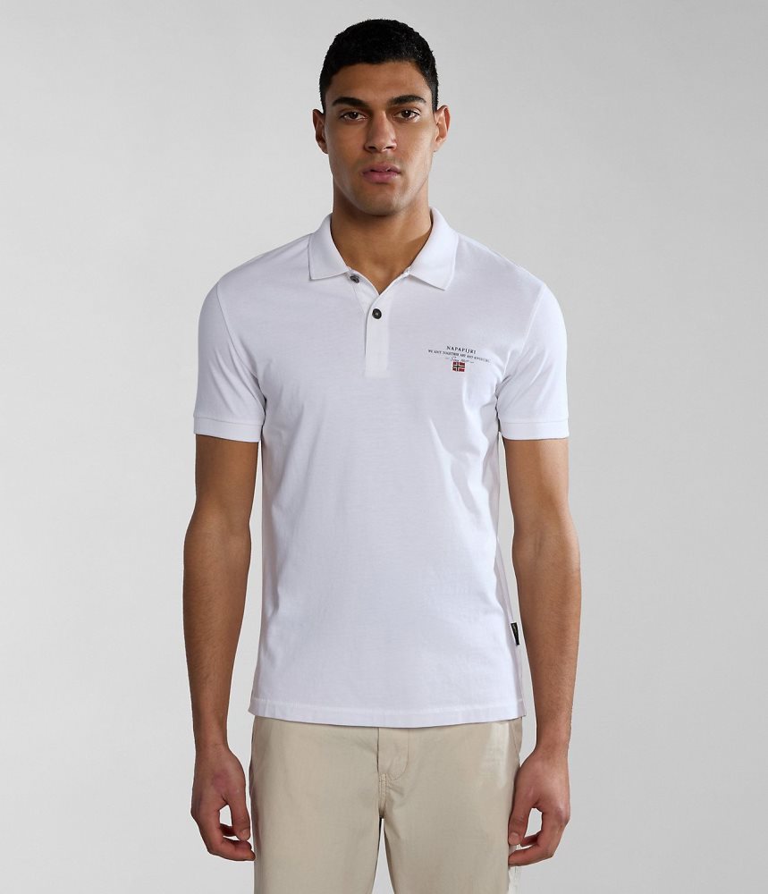 Napapijri Elbas Short Sleeve Jersey Polo Shirt Muške Polo Majice Bijele | IXJF-02147