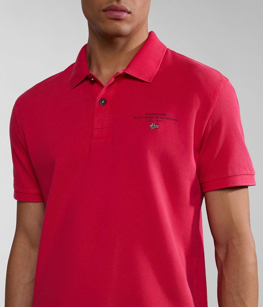 Napapijri Elbas Short Sleeve Pique Polo Shirt Muške Polo Majice Crvene | ZUQC-03684