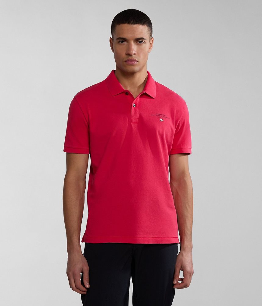 Napapijri Elbas Short Sleeve Pique Polo Shirt Muške Polo Majice Crvene | ZUQC-03684