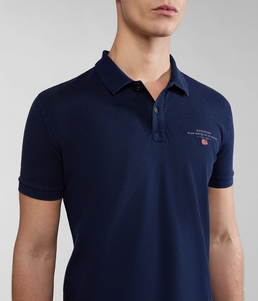 Napapijri Elbas Short Sleeve Pique Polo Shirt Muške Polo Majice Tamno Plave | NXAC-50972