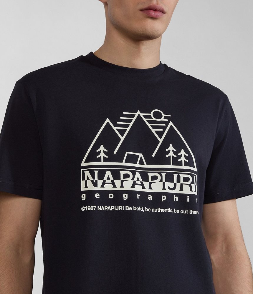 Napapijri Faber Short Sleeve T-Shirt Muške Majice Crne | ZOAE-04712