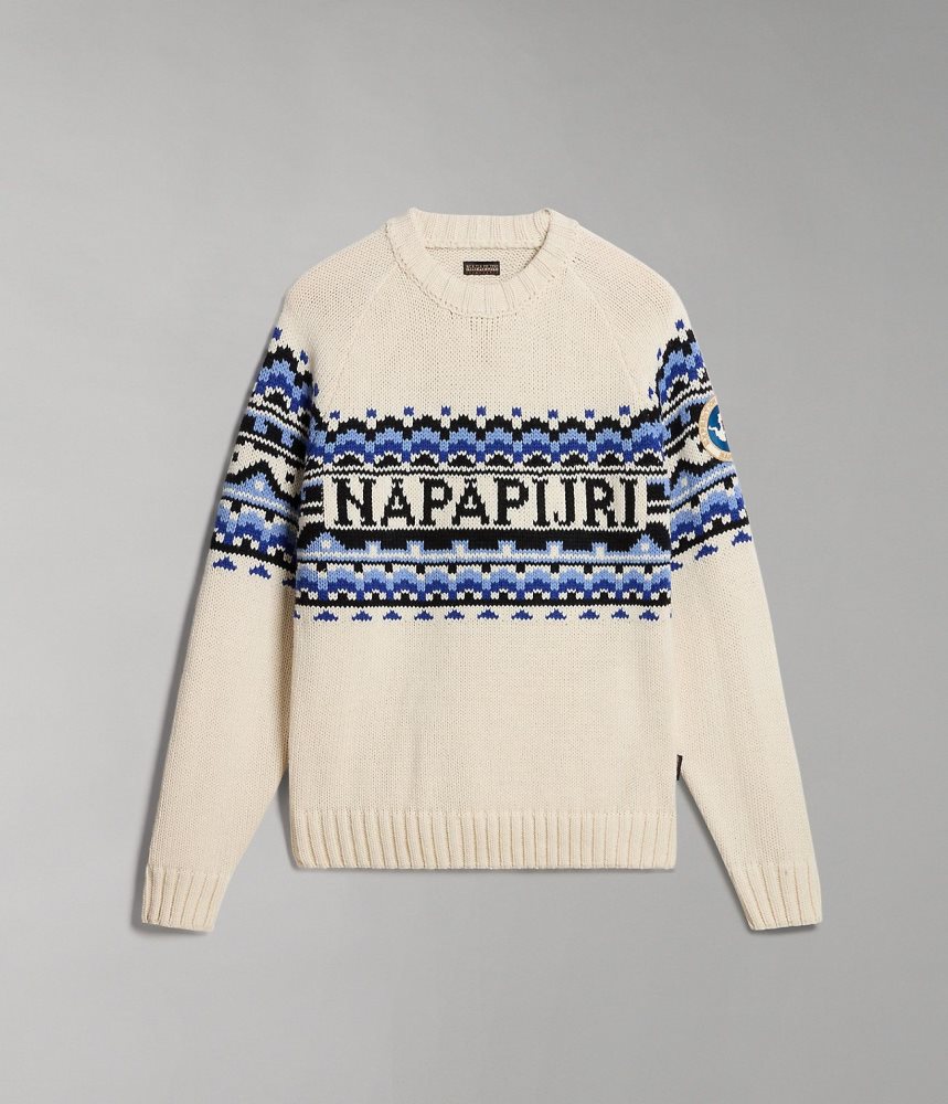 Napapijri Horlick Crew Neck Jumper Muške Skakači Bijele | TDOE-80256