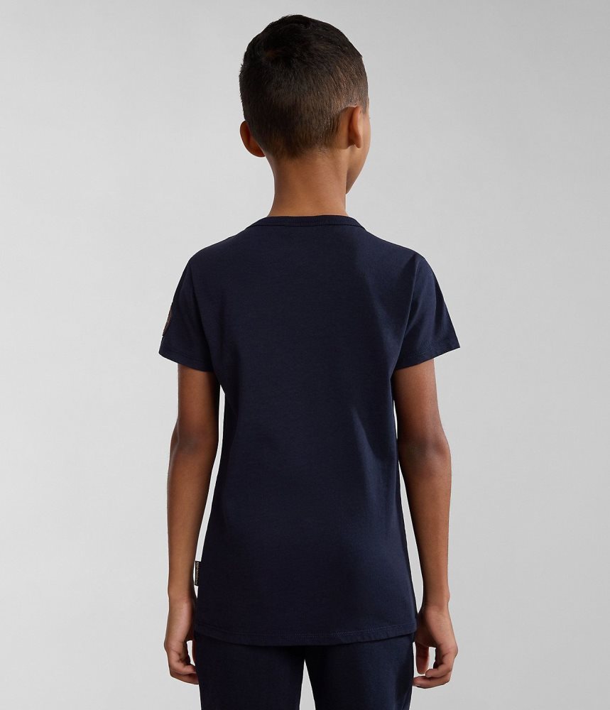 Napapijri Hudson Short Sleeve T-Shirt (4-16 YEARS) Dječje Majice Tamno Plave | JQRD-25813