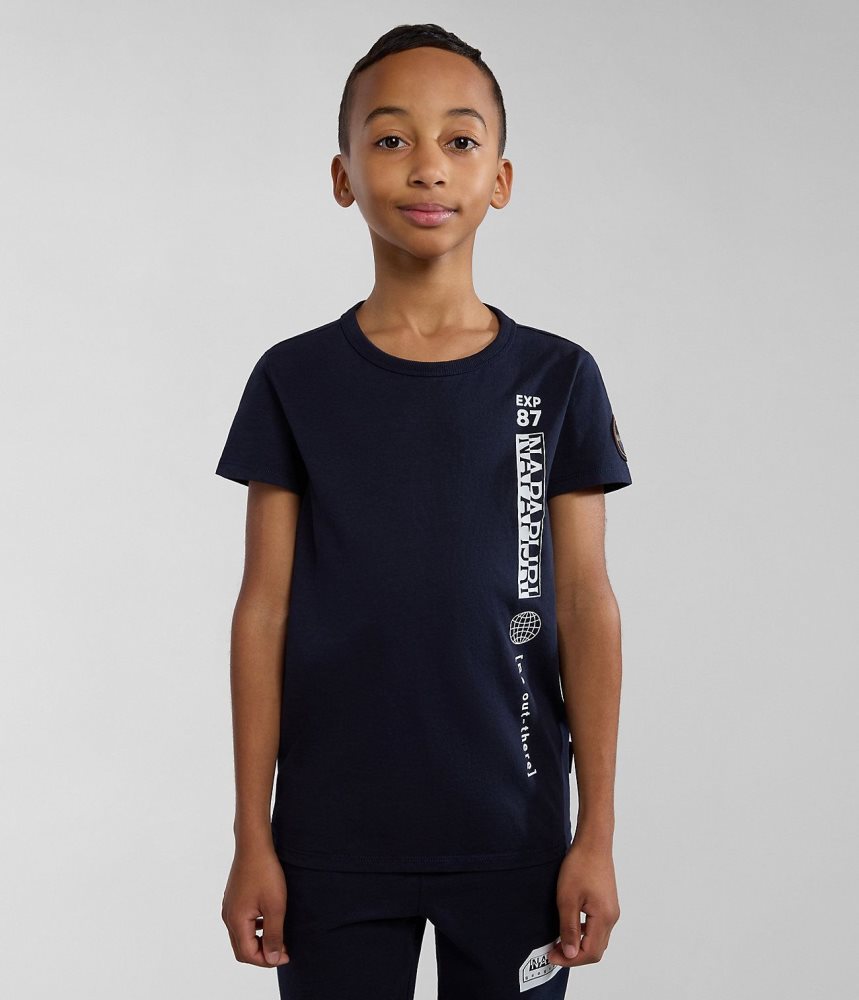 Napapijri Hudson Short Sleeve T-Shirt (4-16 YEARS) Dječje Majice Tamno Plave | JQRD-25813