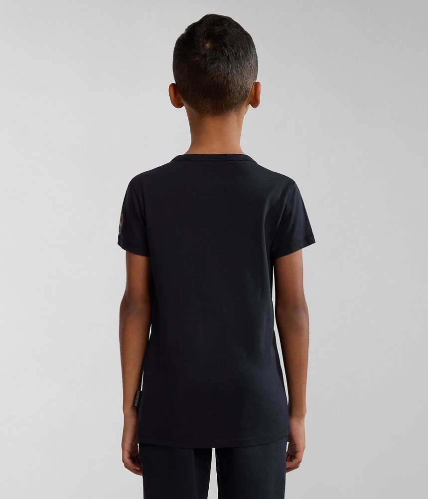 Napapijri Hudson Short Sleeve T-Shirt (4-16 YEARS) Dječje Majice Crne | GFXT-14893