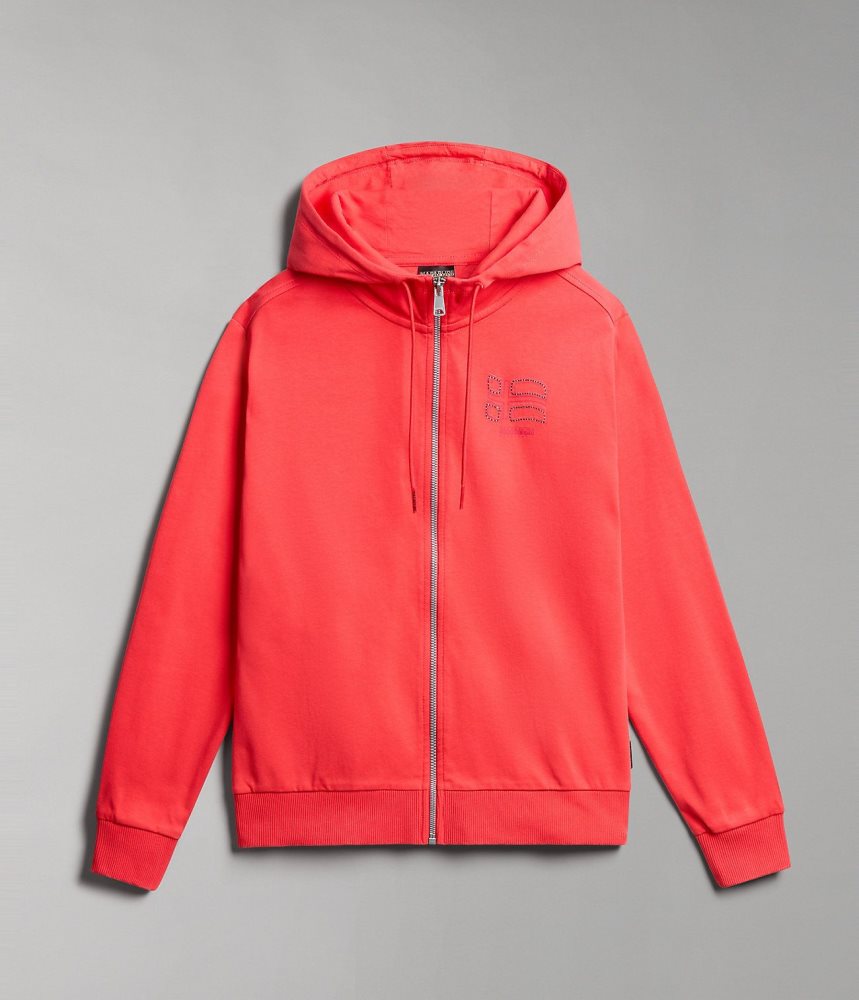 Napapijri Ibarra Full-Zip Hoodie Ženske Dukserice Crvene | SFPY-27160