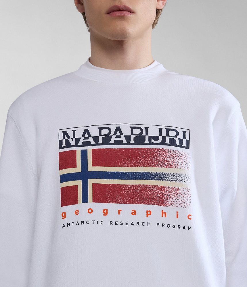 Napapijri Kreis Sweatshirt Muške Dukserice Bijele | ZXLF-34619