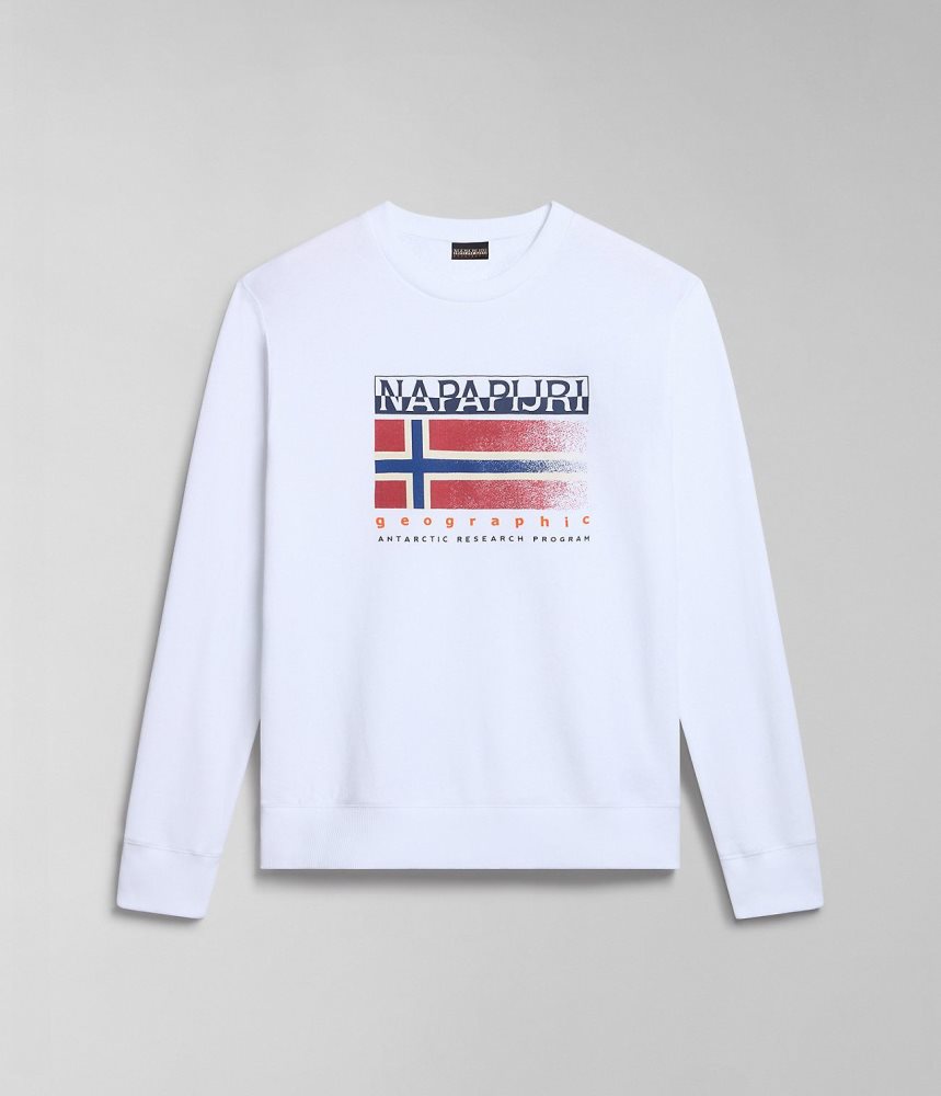 Napapijri Kreis Sweatshirt Muške Dukserice Bijele | ZXLF-34619