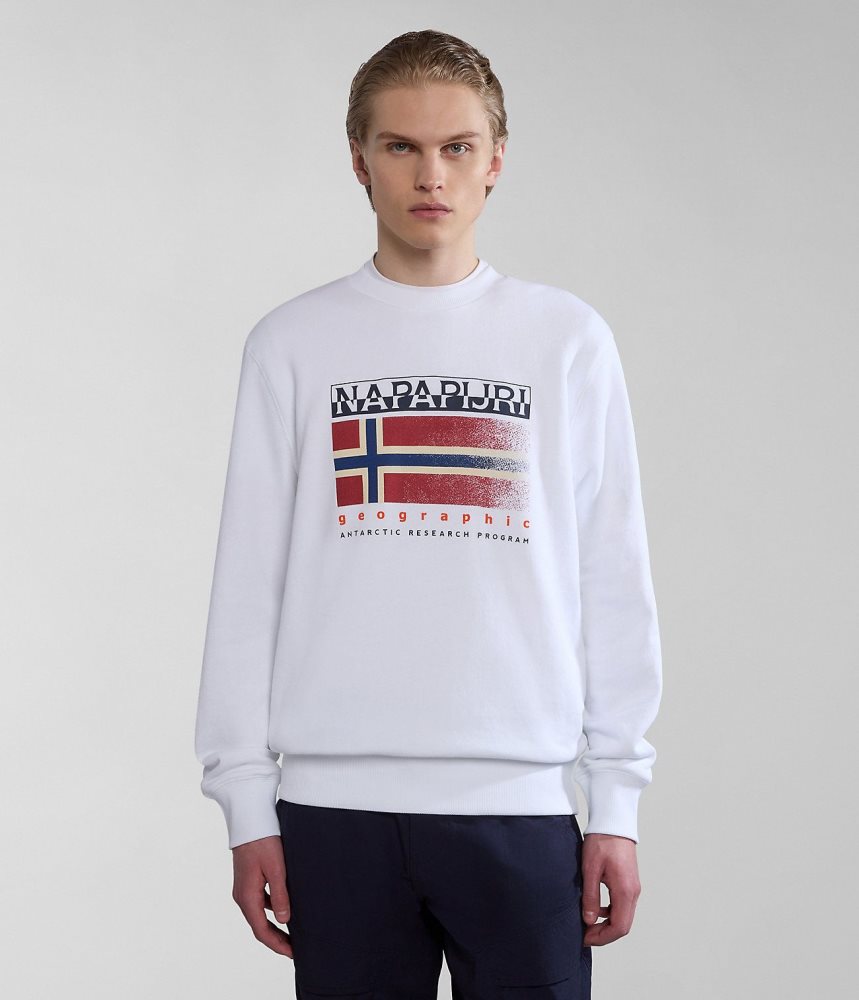 Napapijri Kreis Sweatshirt Muške Dukserice Bijele | ZXLF-34619