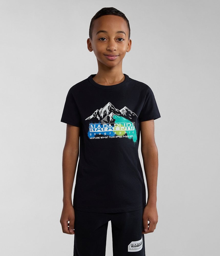 Napapijri Liard Short Sleeve T-Shirt (4-16 YEARS) Dječje Majice Crne | TFUQ-52384