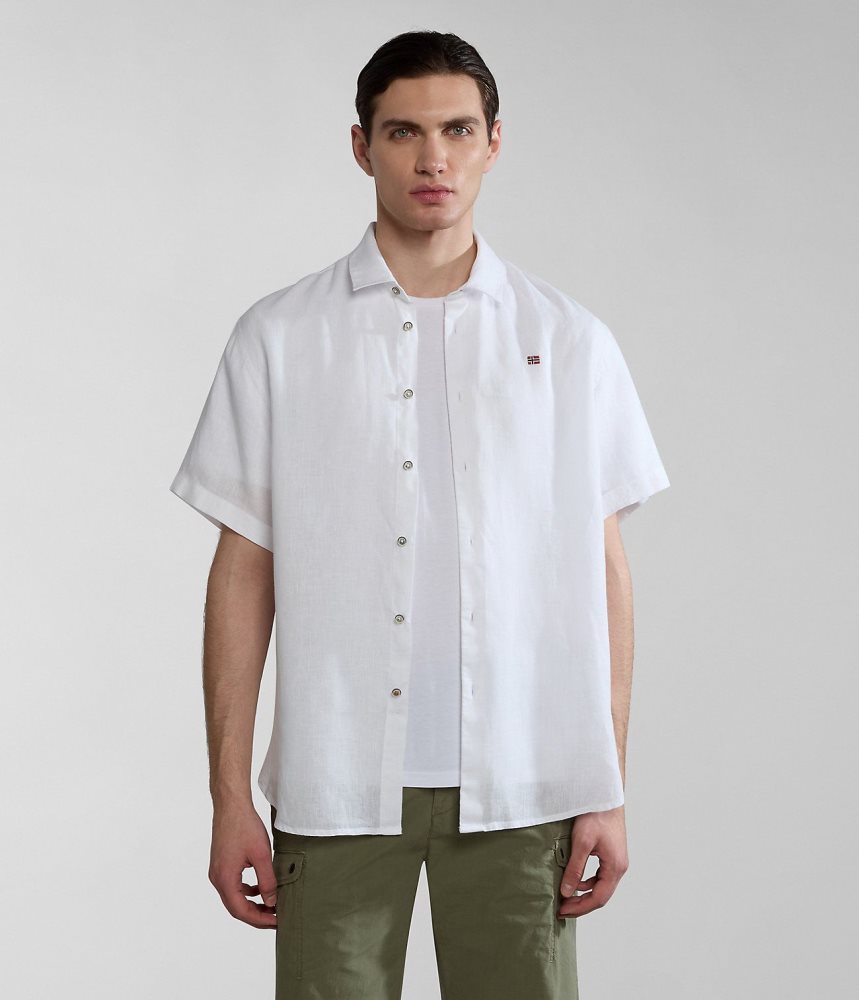 Napapijri Linen Short Sleeve Shirt Muške Košulje Bijele | GAKP-17308