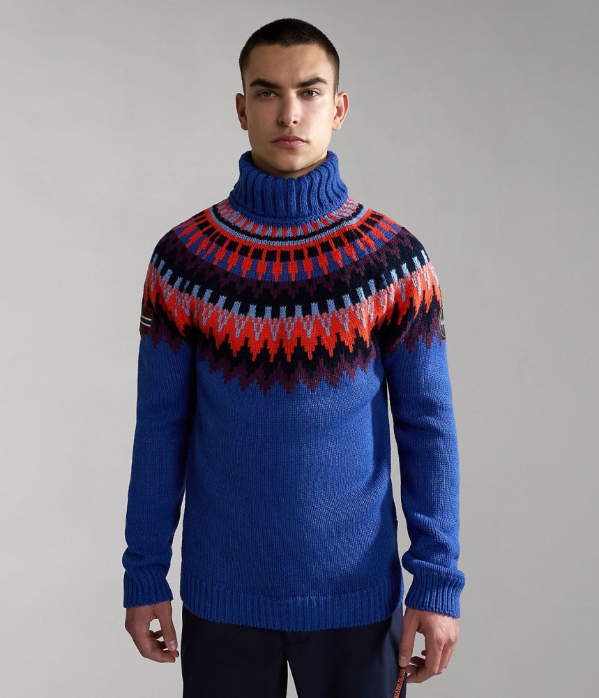 Napapijri Nathaniel Turtleneck Jumper Muške Skakači Plave | PDIU-04183