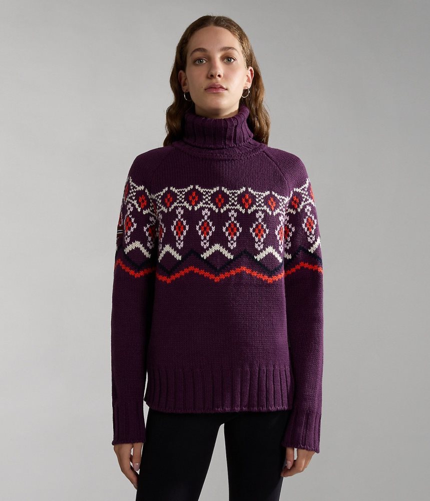 Napapijri Nathaniel Turtleneck Jumper Ženske Pletenina Ljubičaste | YBHK-32961