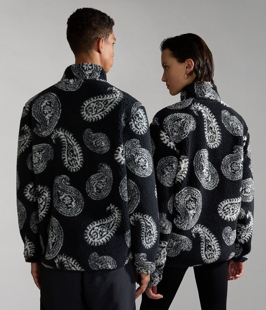 Napapijri Paisley Full-Zip Fleece Ženske Fleece Crne | GDIB-80753