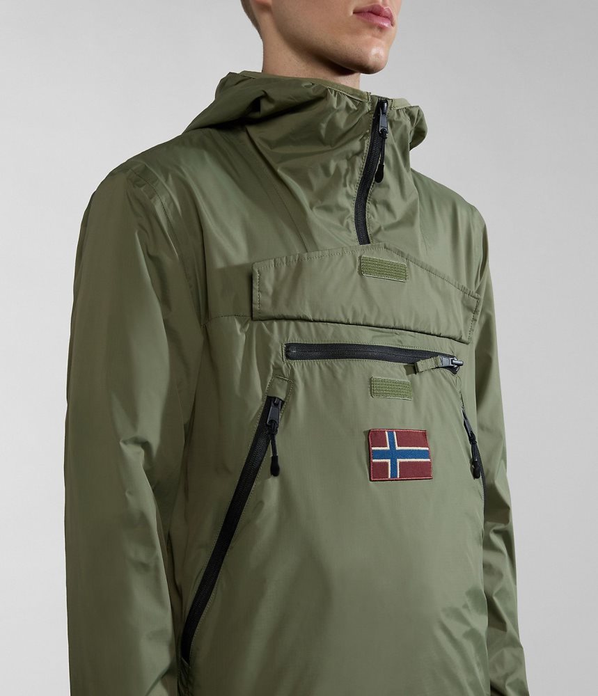 Napapijri Rainforest Ripstop Anorak Jacket - Unisex Muške Anoraks Zelene | MTNA-70435